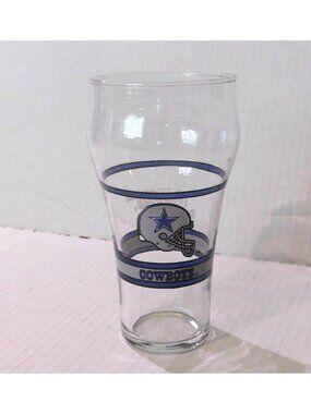Dallas Cowboys Coca-Cola Glass 14 oz NFL Logo Collectible Clear 6 Inches